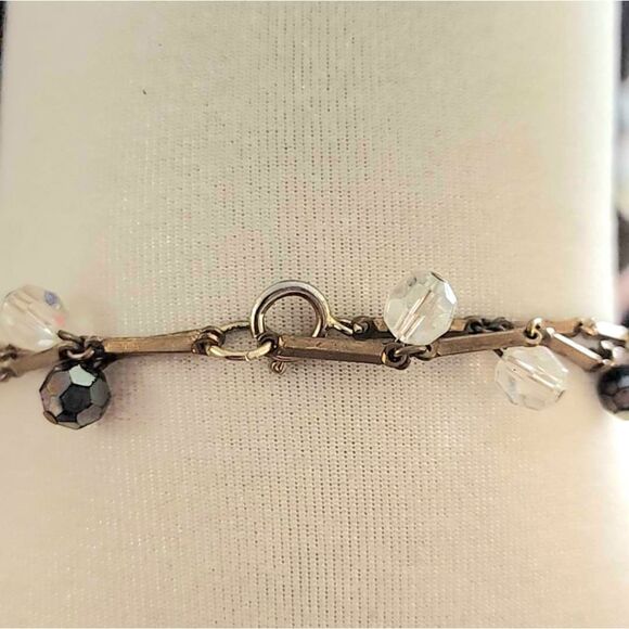 Vintage Gold Lucite floating beaded bar link double necklace - Picture 12 of 14